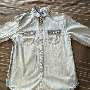 Zara men Jean button up long sleeve